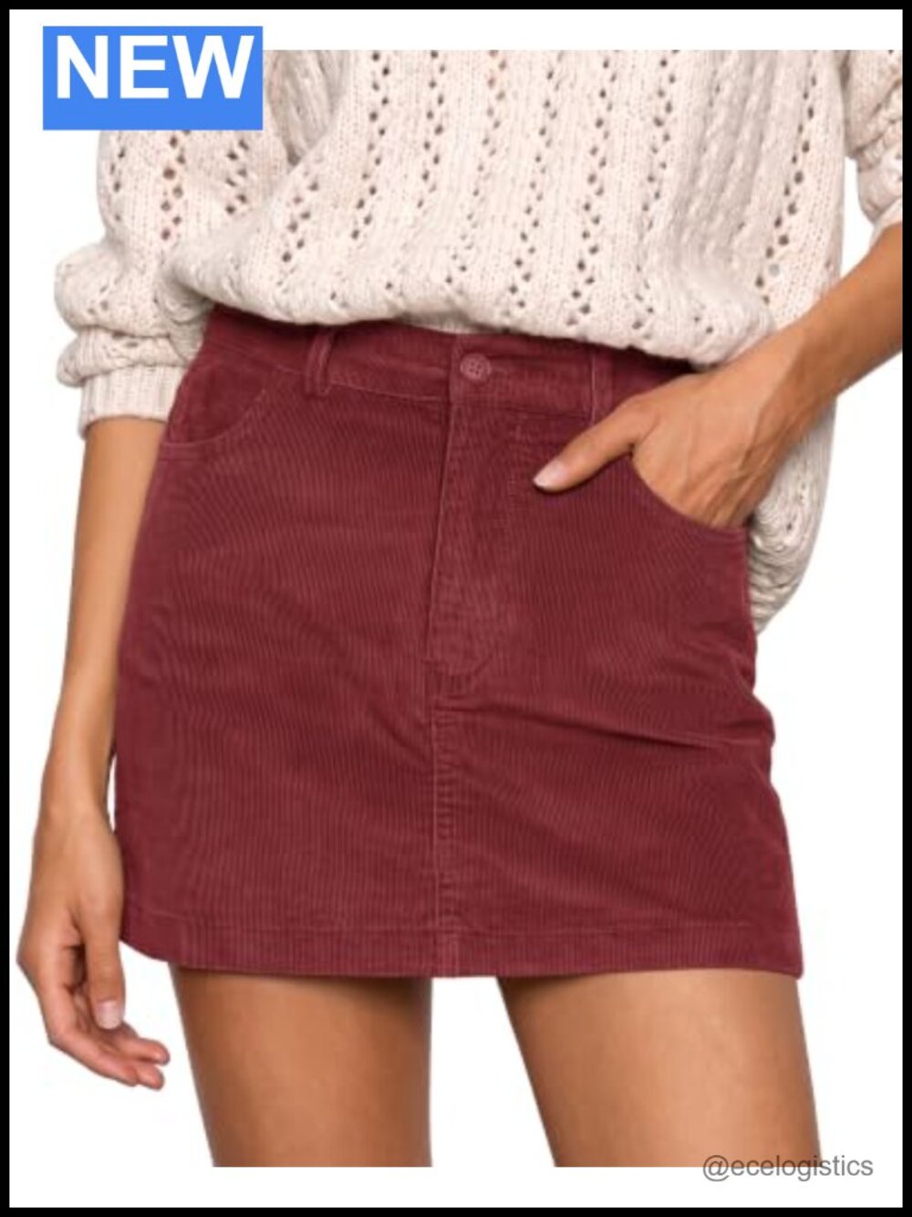 Women's High Waisted Mini Corduroy Pencil Skirt with Pockets